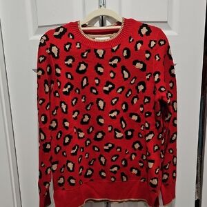 Charter Club Red Leopard Print Sweater